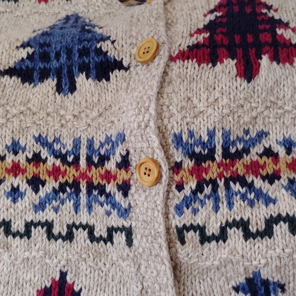 VTG Bushwacker Womens Sz L Button Cardigan Sweater Heavy Knit Christmas Trees - Picture 6 of 6